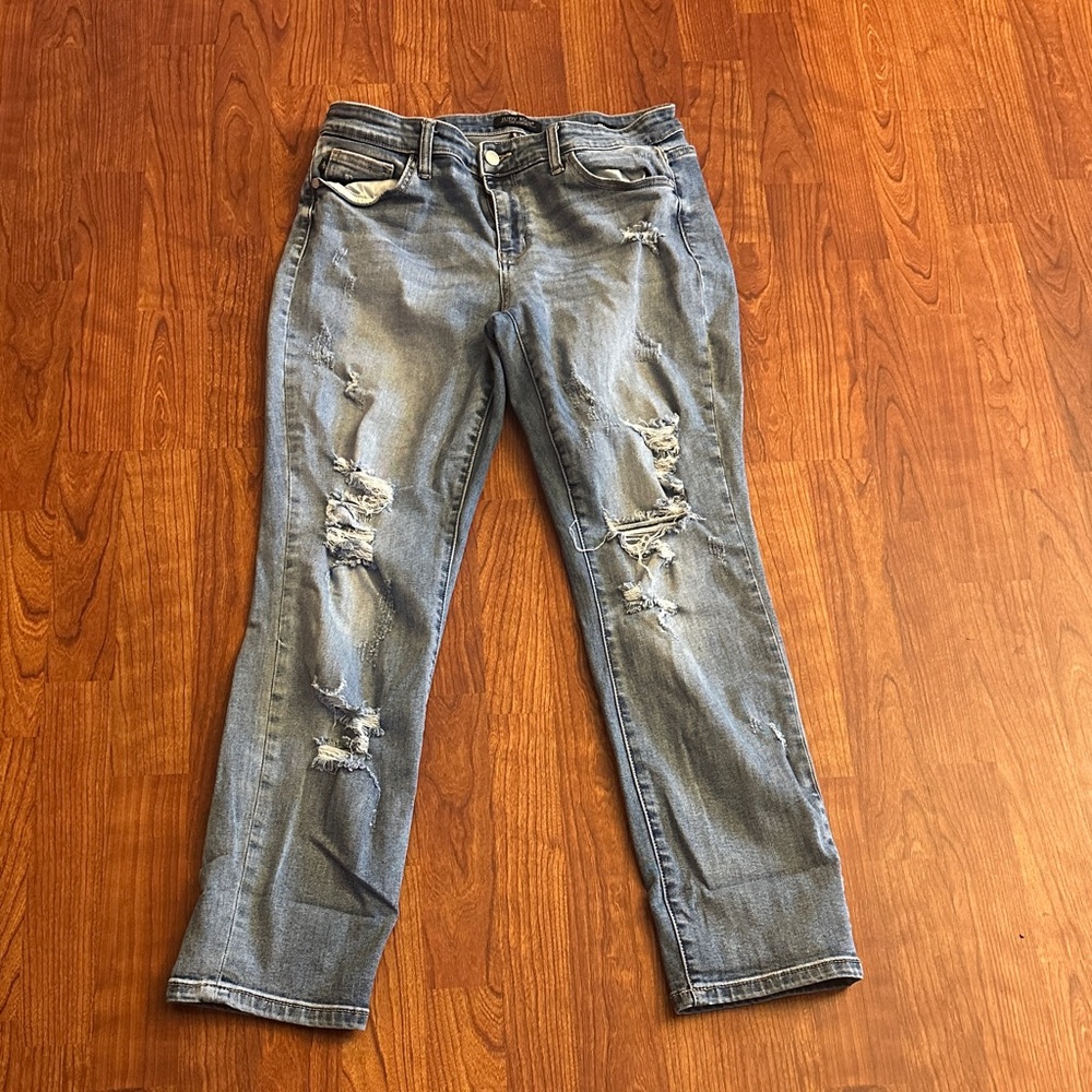 Judy Blue Light Blue Distressed Boyfriend Jeans size 9